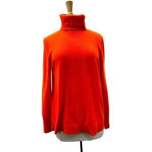 White + Warren Cashmere Sweater Orange Pullover Turtleneck Long Sleeves SZ L
